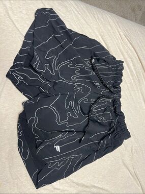 Fabletics Black Men's Athletic Shorts with White Line Print